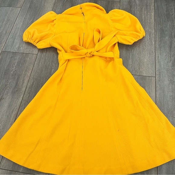 Vintage Handmade Bright Yellow Puff Sleeve Collared Mini Dress - Picture 5 of 7